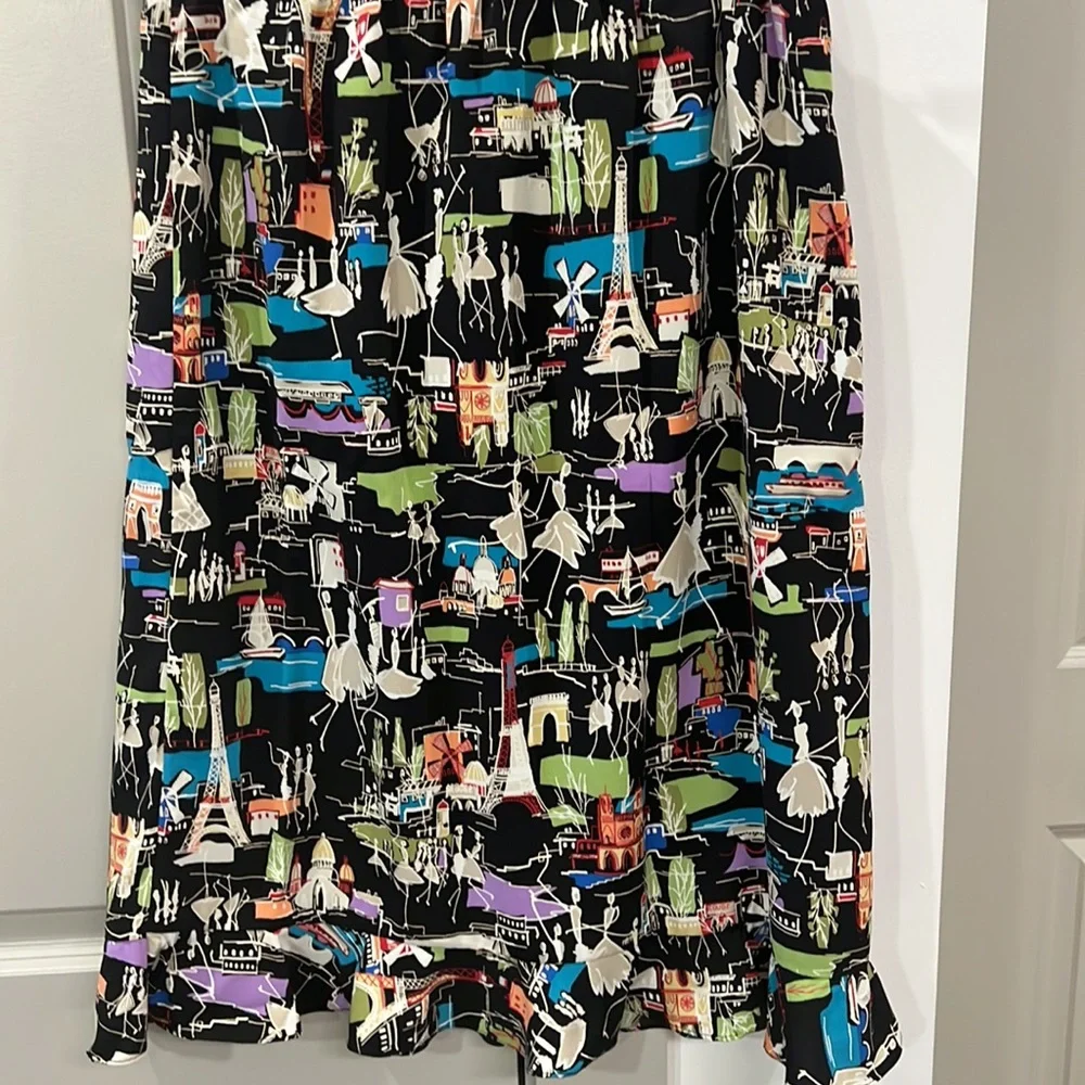 Intriguing Threads: Travel Patterned Skirt w/ Ruffle - Picture 4 of 4